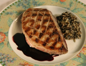 Grilled Goose Breasts with Port Wine Sauce and Wild Rice
