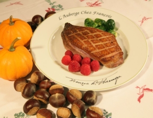 Grilled Goose Breasts with Chestnut Stuffing