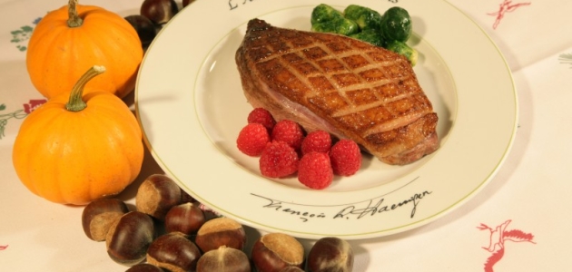 Grilled Goose Breasts with Chestnut Stuffing