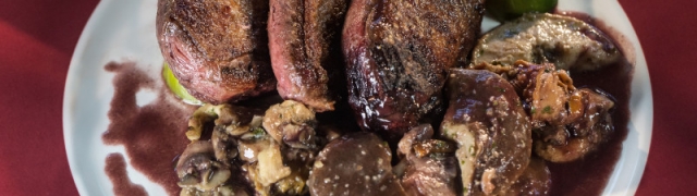 Wild Duck Breasts with Sautéed Mushrooms & Port Wine Sauce